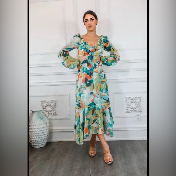 Floral Chiffon Dress - Picture 1 of 4